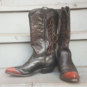 Snake + leather cowboy western boots